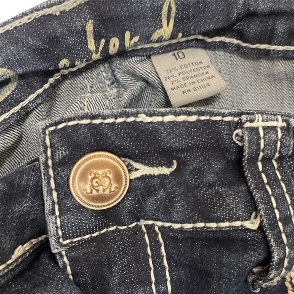 {New Direction} ND Weekend Embellished Flare Jeans Pocket Flap 10 Contrast - Picture 9 of 10